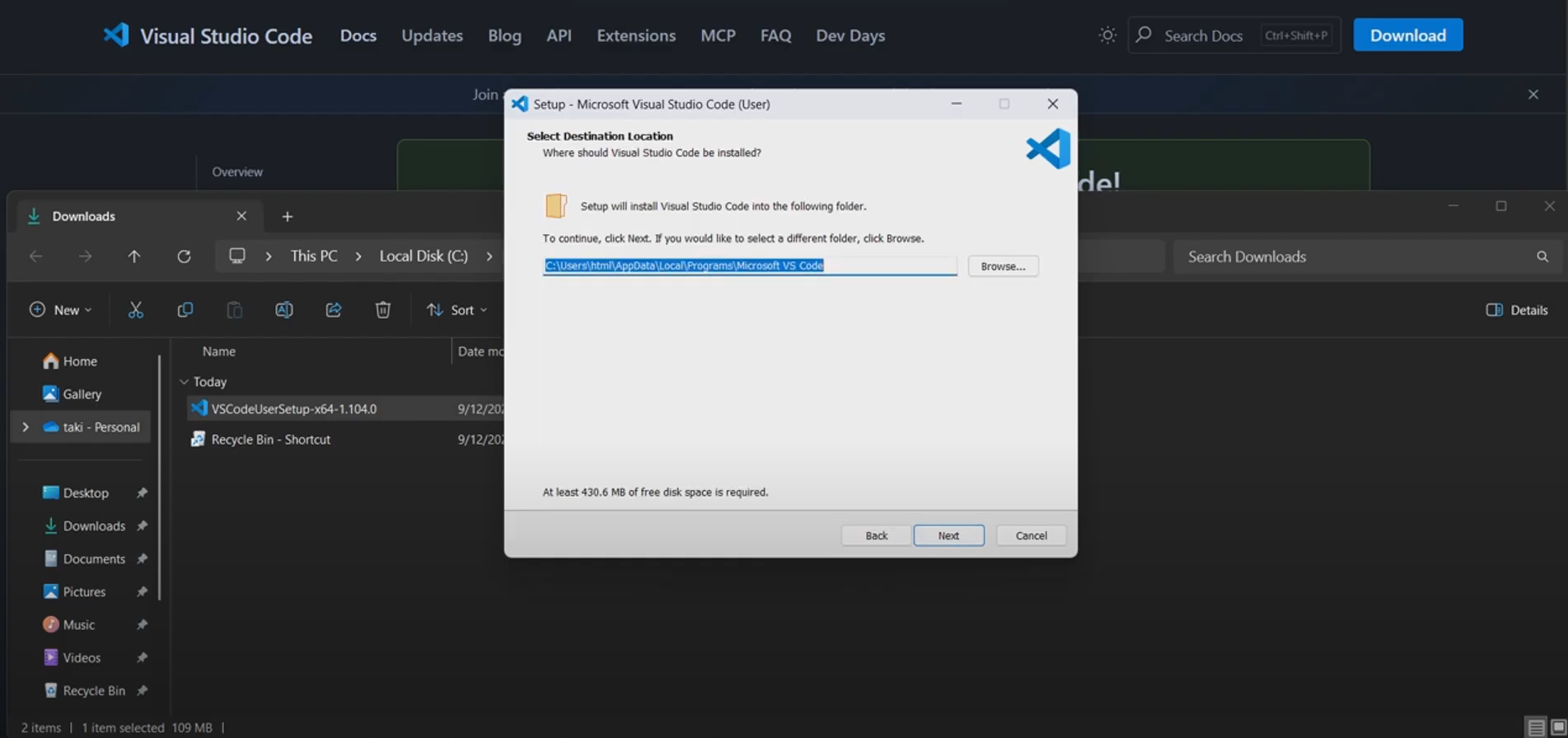 Choose installation folder